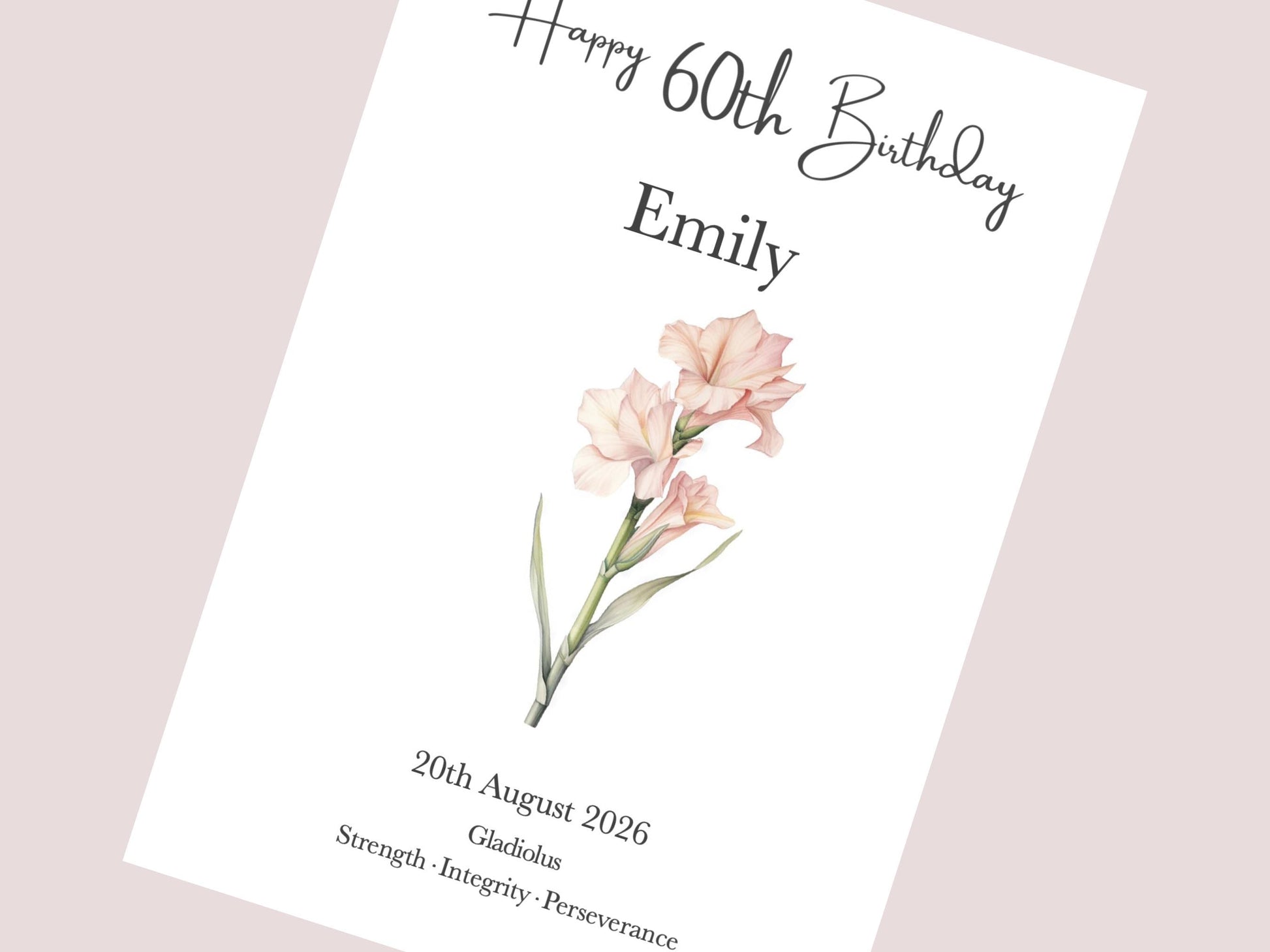 60th Birthday Gifts for Women | Personalised Birth Flower Print | Watercolour Illustration | A4, A5, Digital PDF