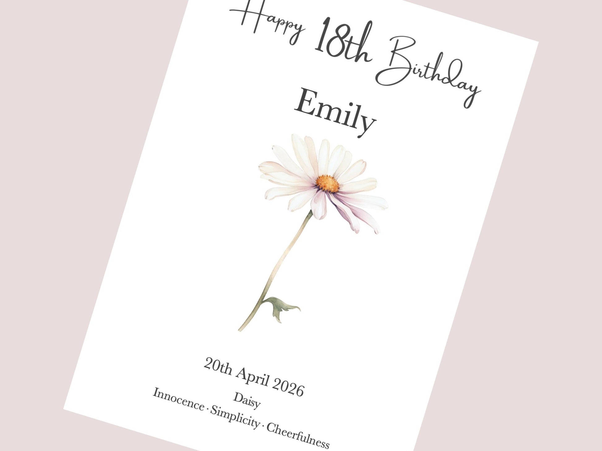 18th Birthday Gift For Girl | Personalised Birth Flower Art Print | Watercolour Illustration | A4, A5, Digital PDF