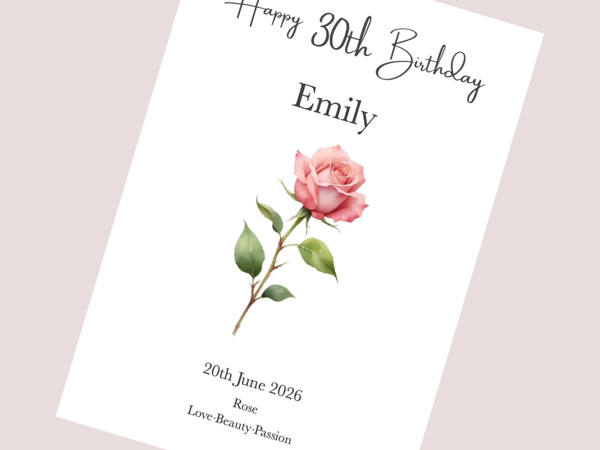 30th Birthday Gift Birth Flower Print For Her Personalised | Watercolour Illustration | A4, A5, Digital PDF