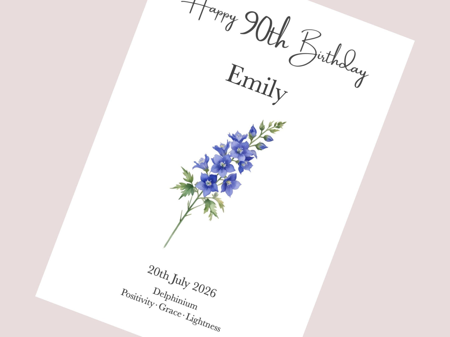 90th Birthday Gifts for Her | Personalised Birth Flower Print | Watercolour Illustration | A4, A5, Digital PDF