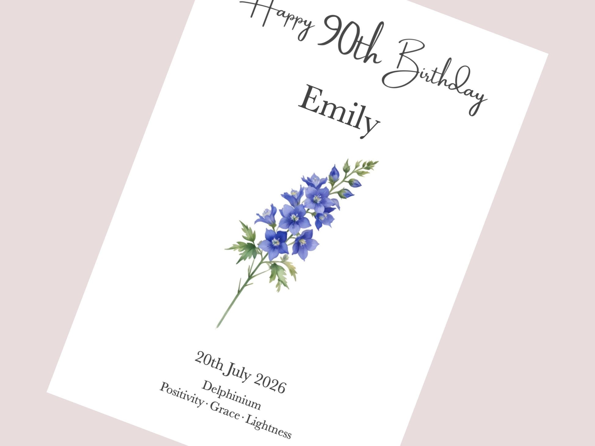 90th Birthday Gifts for Her | Personalised Birth Flower Print | Watercolour Illustration | A4, A5, Digital PDF
