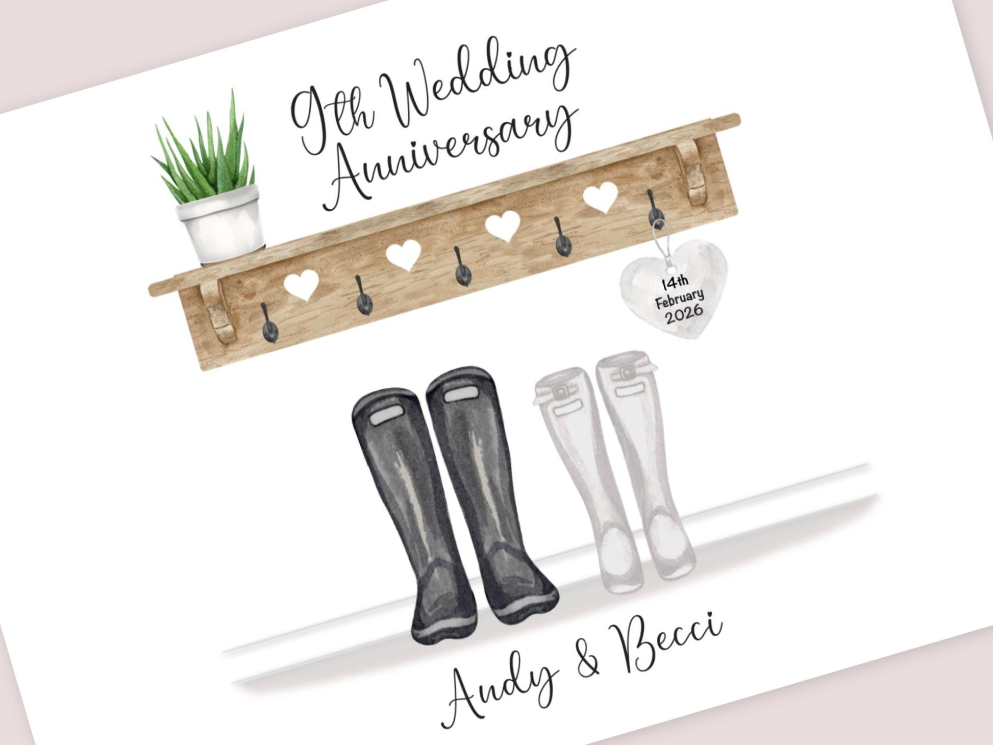 9th Anniversary Gift, Personalised Print, Pottery Anniversary Gifts, A4, A5, Digital PDF