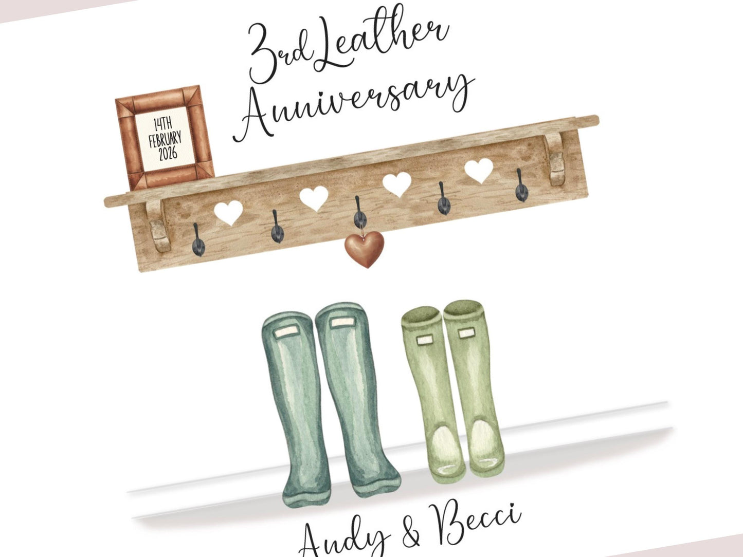 3rd Anniversary Gift, Personalised Print, Leather Wedding Anniversary Gifts, A4, A5, Digital PDF