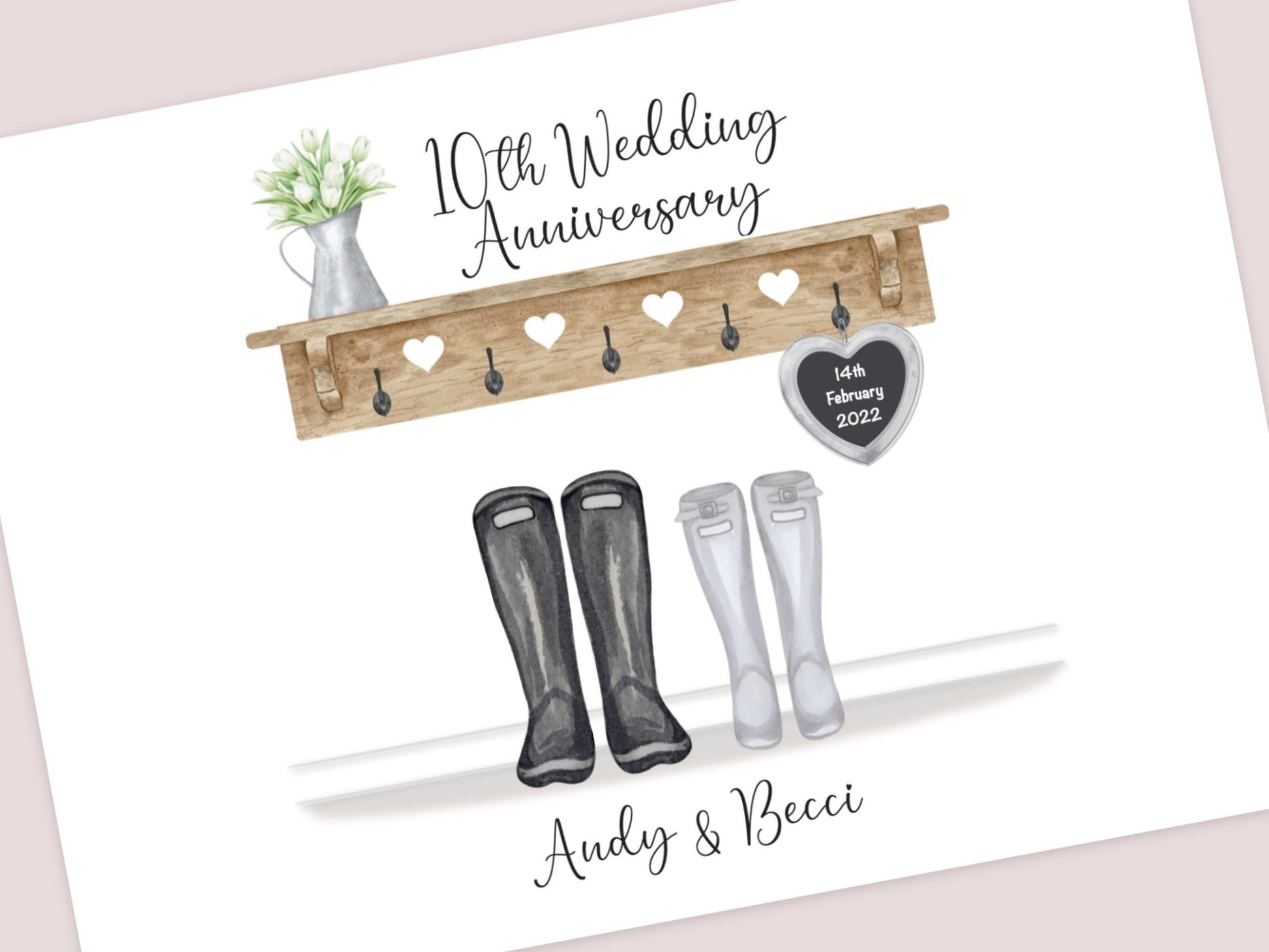 10 Year Anniversary Gift, Personalised Tin Wedding Anniversary Print, 10th Anniversary Gift, A4, A5, Digital PDF