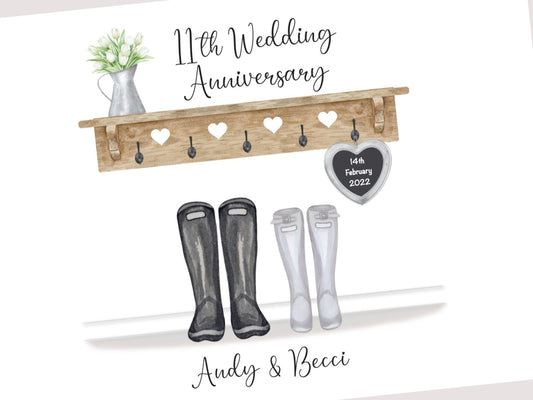 11th Anniversary Gift, Personalised Steel Wedding Anniversary Print, 11 Year Anniversary Gift, A4, A5, Digital PDF