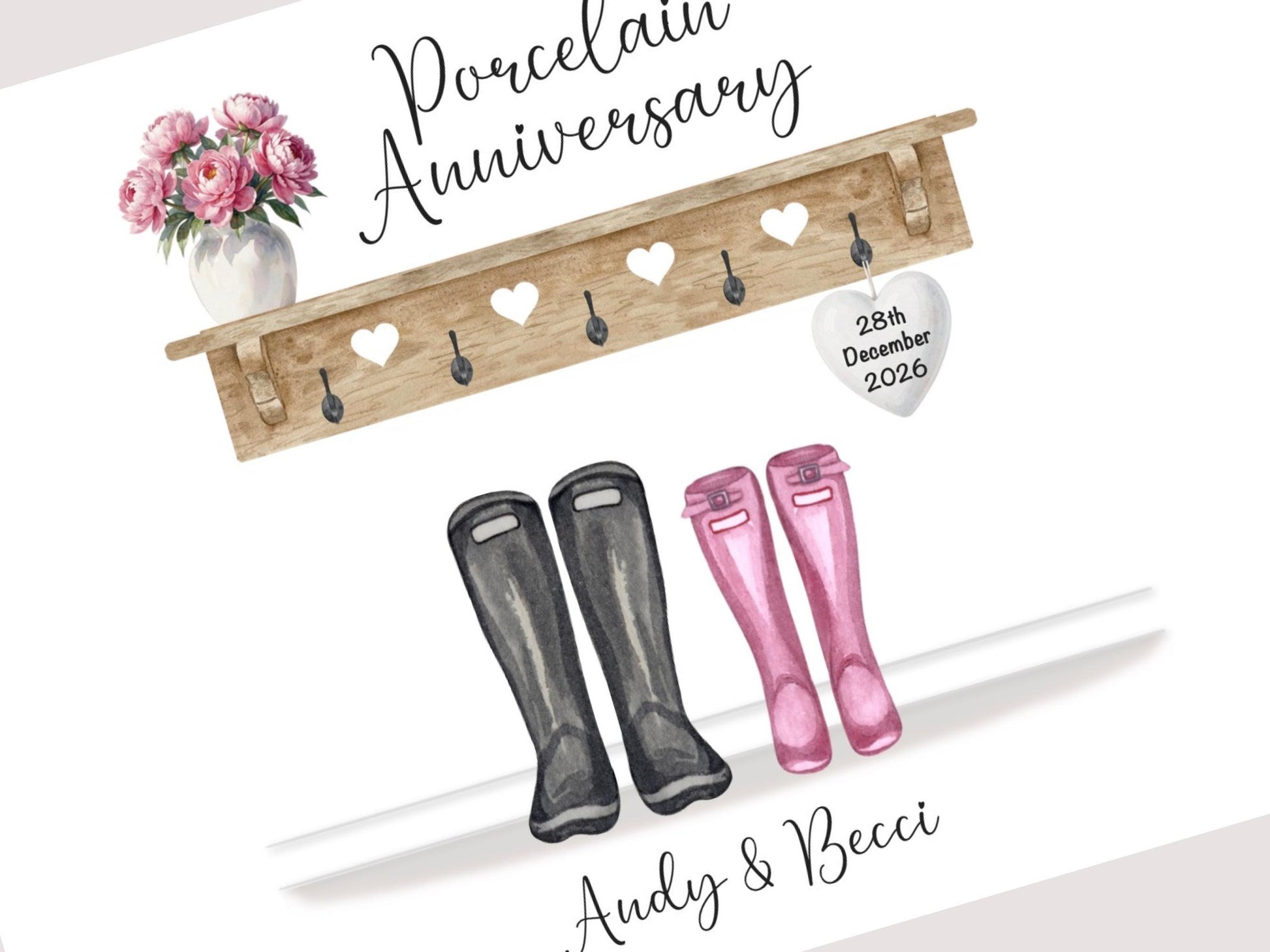 Porcelain Anniversary Gifts | Personalised 18th Wedding Anniversary Print | 18 Year Anniversary Gift | A4, A5, Digital PDF