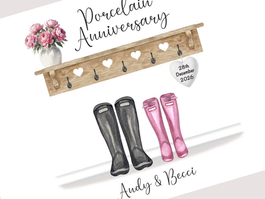Porcelain Anniversary Gifts | Personalised 18th Wedding Anniversary Print | 18 Year Anniversary Gift | A4, A5, Digital PDF