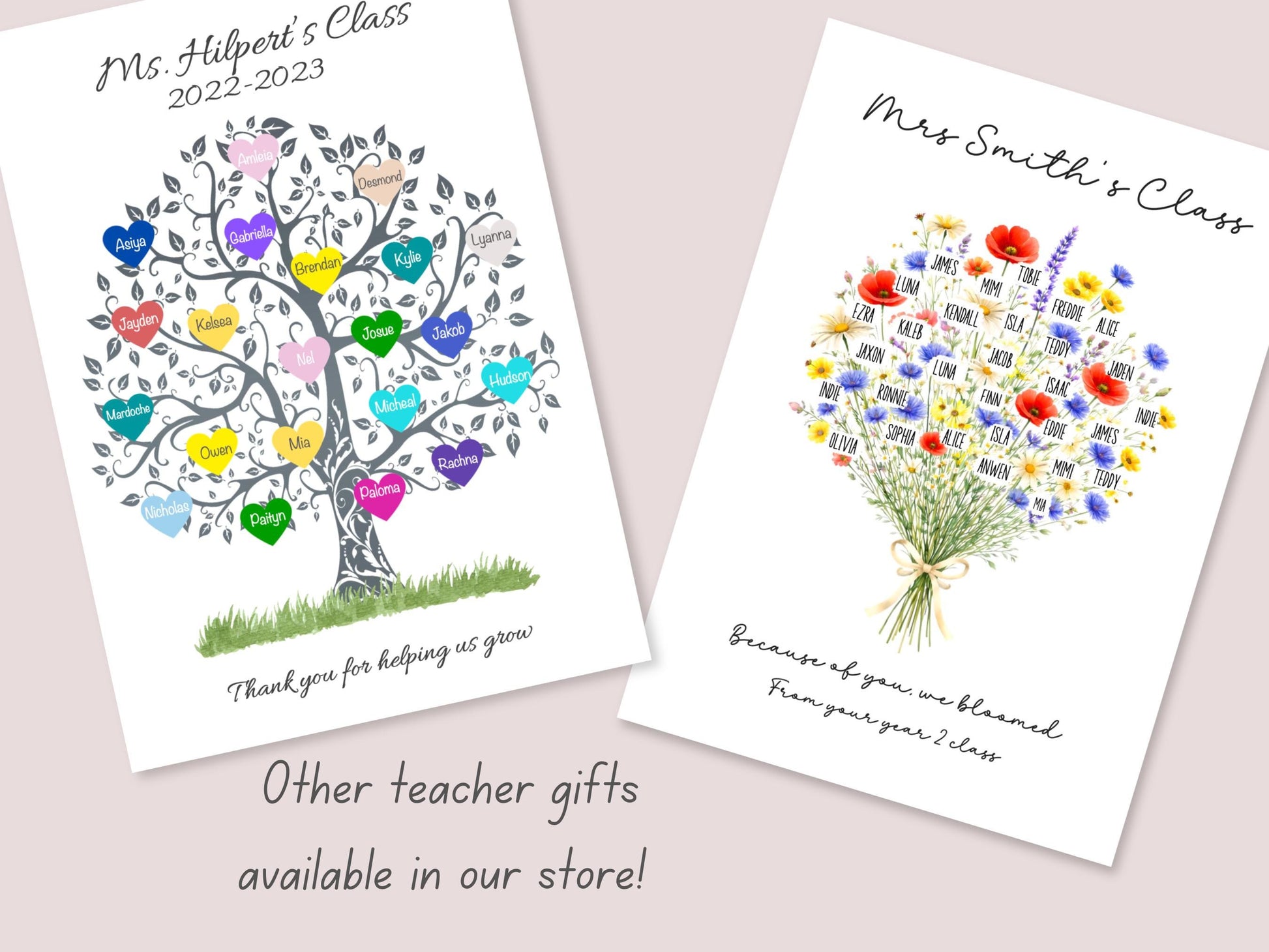 Personalised Teacher Whole Class Print, Thank You Gift from Class of 2026, Teacher Appreciation End Of Year Present, A4, Digital PDF