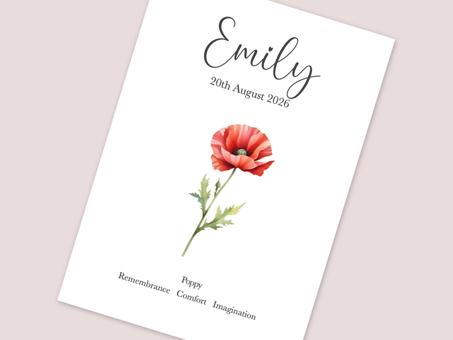 August Birthday Gift, Personalised August Birth Month Flower Print, Gladiolus or Poppy Wall Art, A4, A5, PDF
