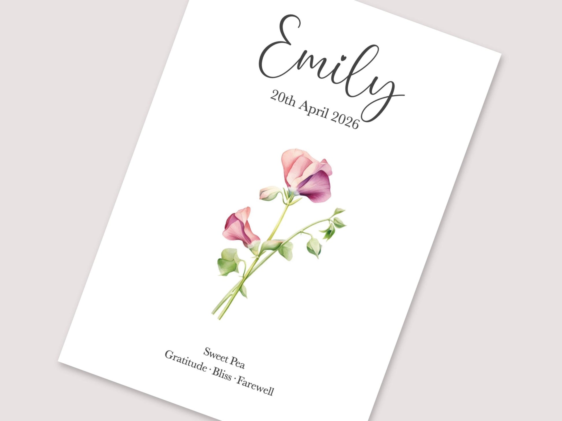 April Birthday Gift, Personalised April Birth Month Flower Print, Daisy or Sweet Pea Wall Art, A4, A5, PDF