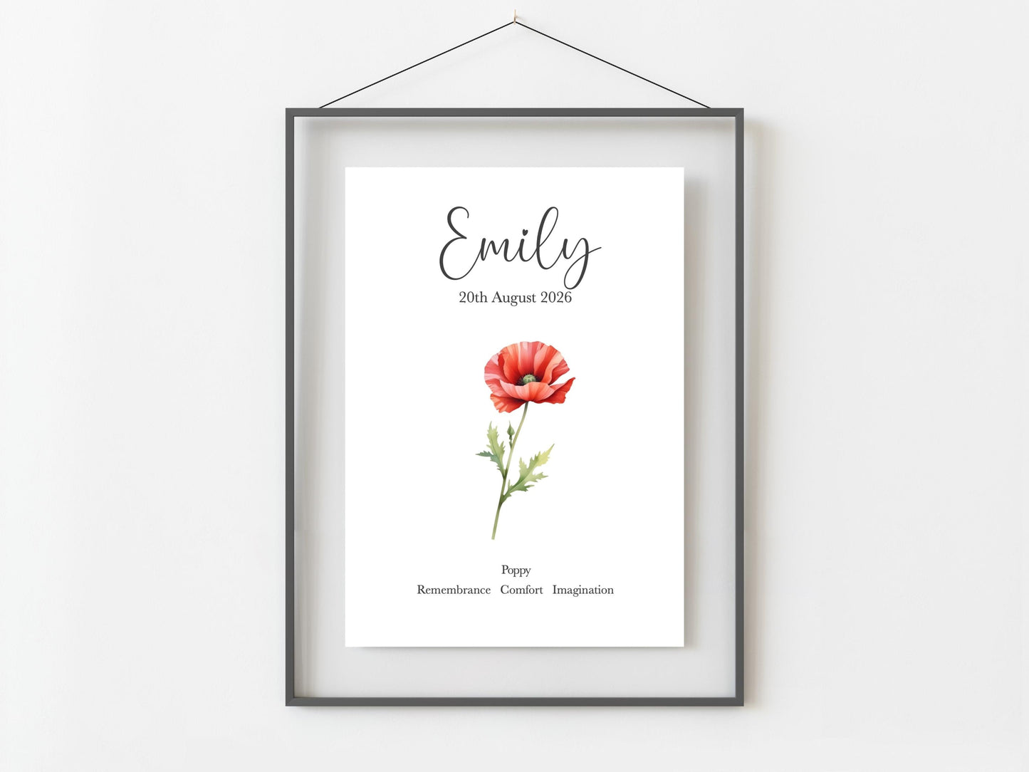 August Birthday Gift, Personalised August Birth Month Flower Print, Gladiolus or Poppy Wall Art, A4, A5, PDF