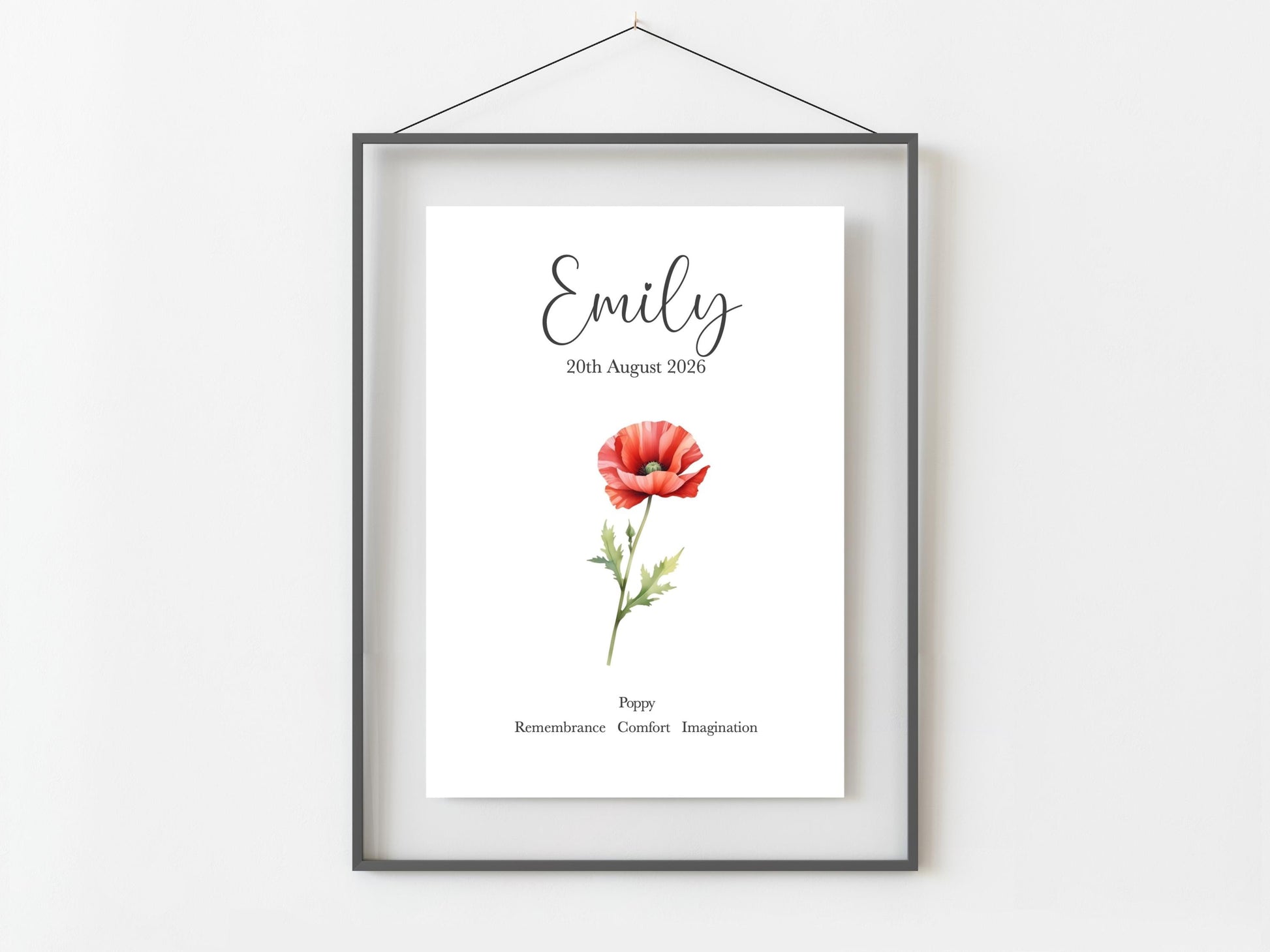 August Birthday Gift, Personalised August Birth Month Flower Print, Gladiolus or Poppy Wall Art, A4, A5, PDF