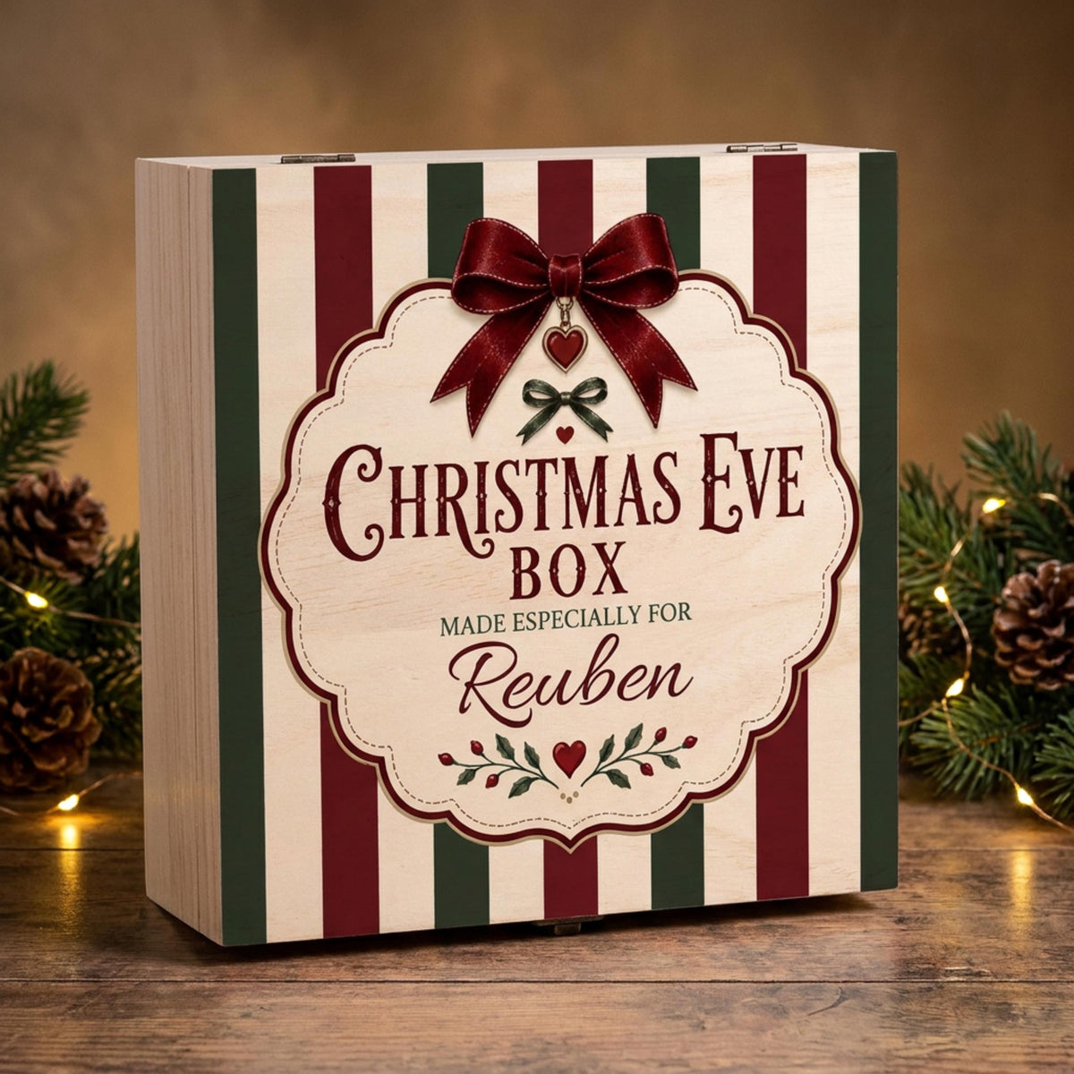 Christmas Eve Box – Personalised Wooden Printed Name Keepsake Box