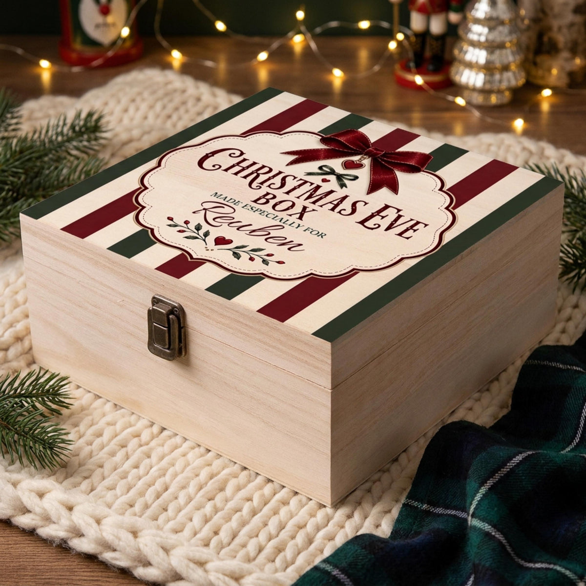Christmas Eve Box – Personalised Wooden Printed Name Keepsake Box