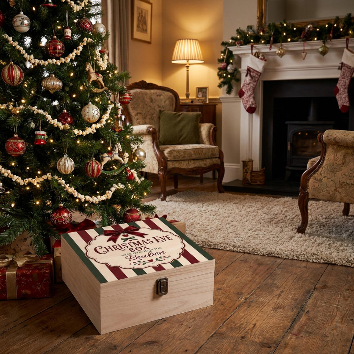 Christmas Eve Box – Personalised Wooden Printed Name Keepsake Box
