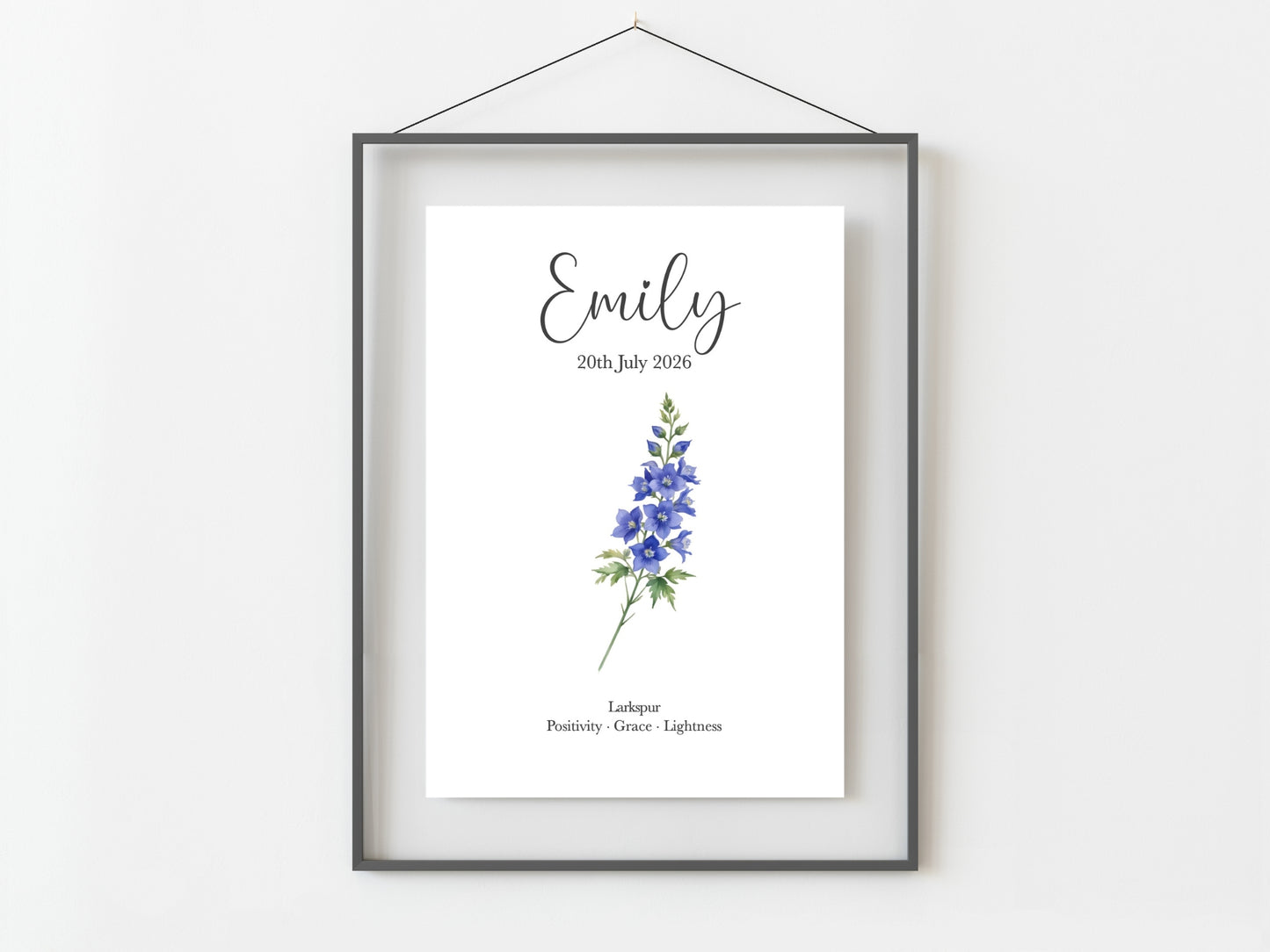 July Birthday Gift Personalised Birth Flower Print