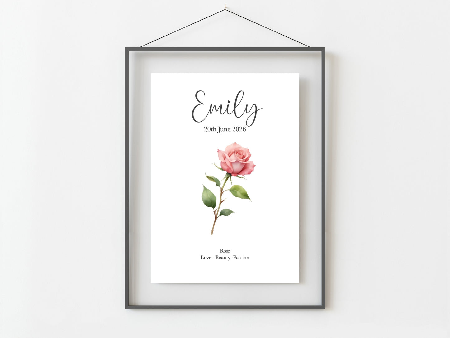 June Birthday Gift Personalised Birth Flower Print