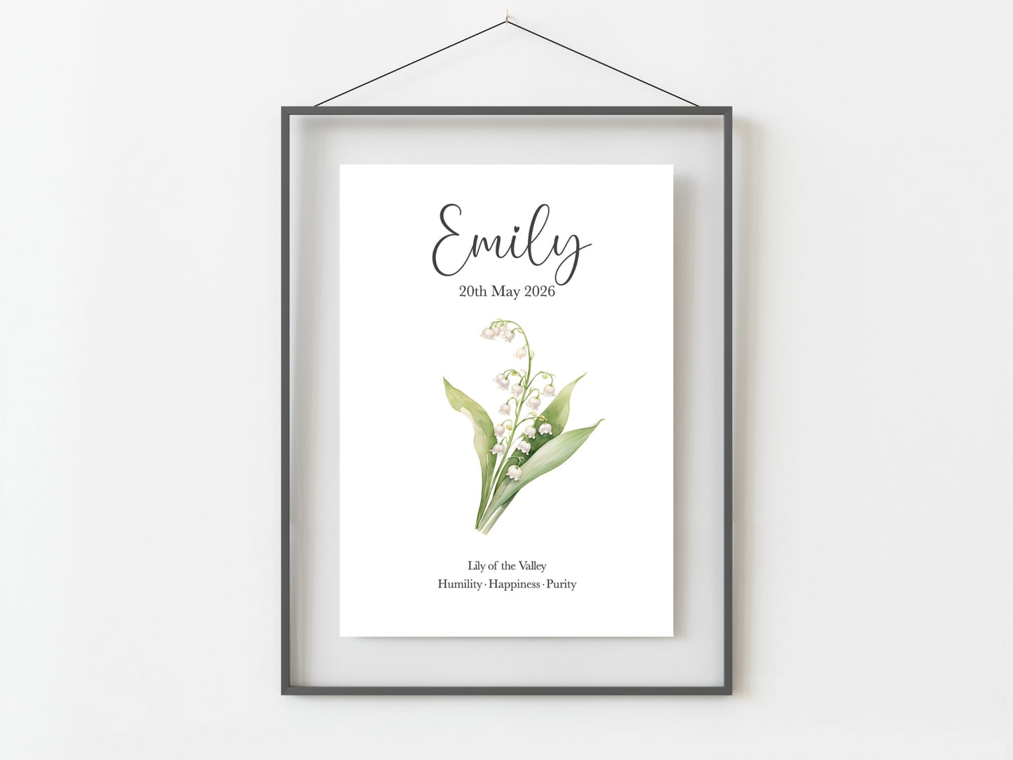 May Birthday Gift Personalised Birth Flower Print