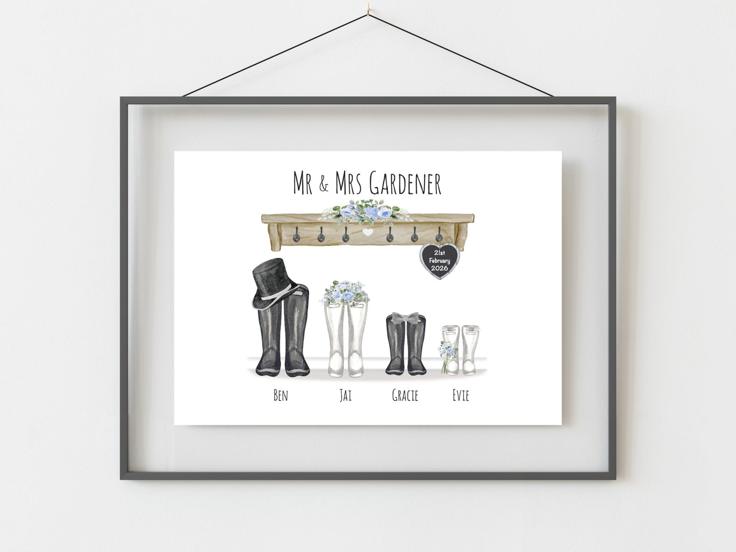 Personalised Family Wedding Gift | Custom Names & Wedding Date