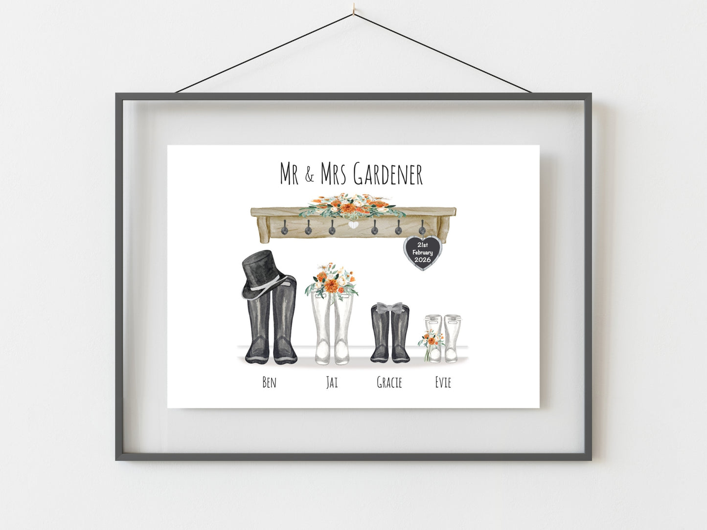 Personalised Family Wedding Gift | Custom Names & Wedding Date