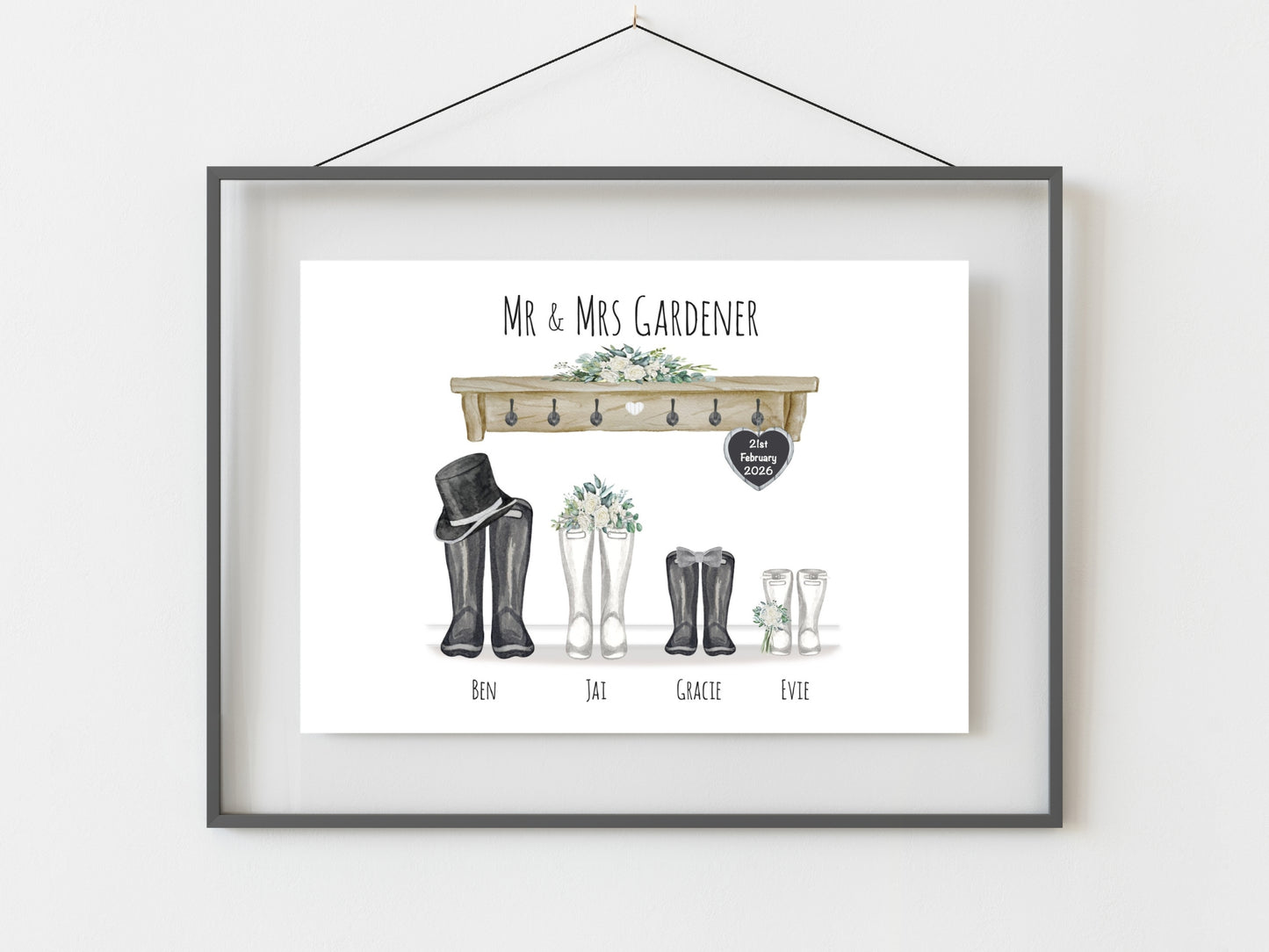 Personalised Family Wedding Gift | Custom Names & Wedding Date