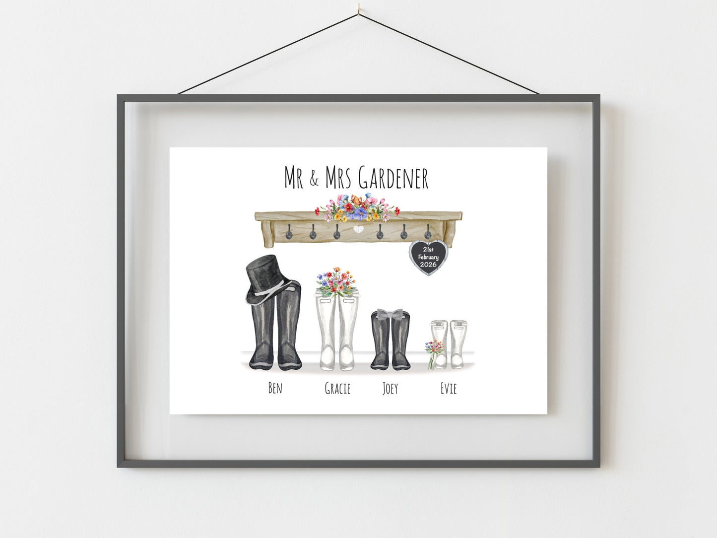 Personalised Family Wedding Gift | Custom Names & Wedding Date