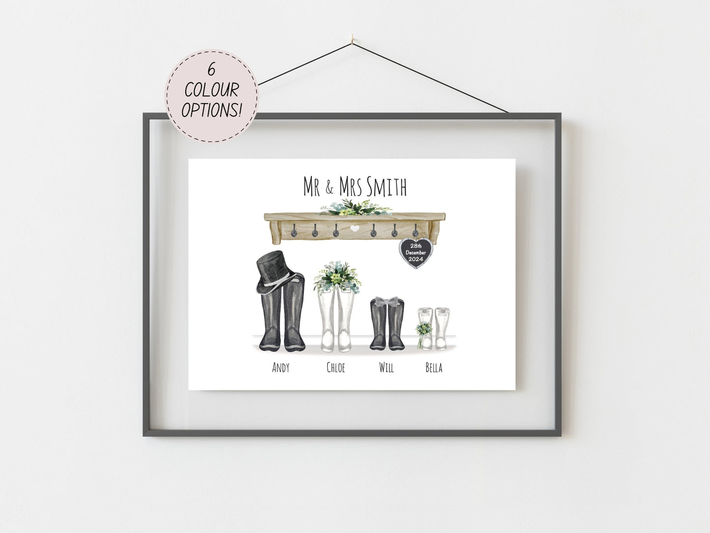 Personalised Family Wedding Gift | Custom Names & Wedding Date