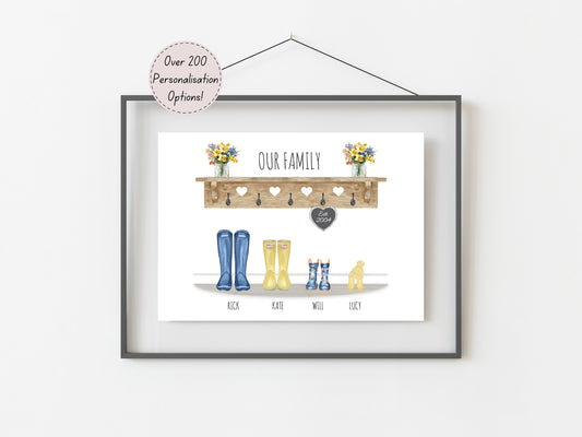 Personalised Family Welly Boot Special Date Print