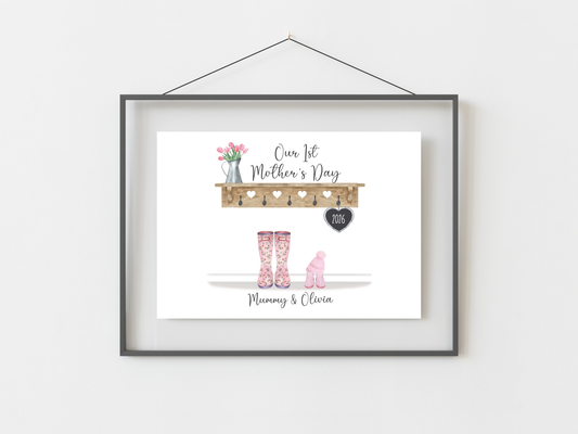 Personalised First Mother’s Day Welly Boot Print
