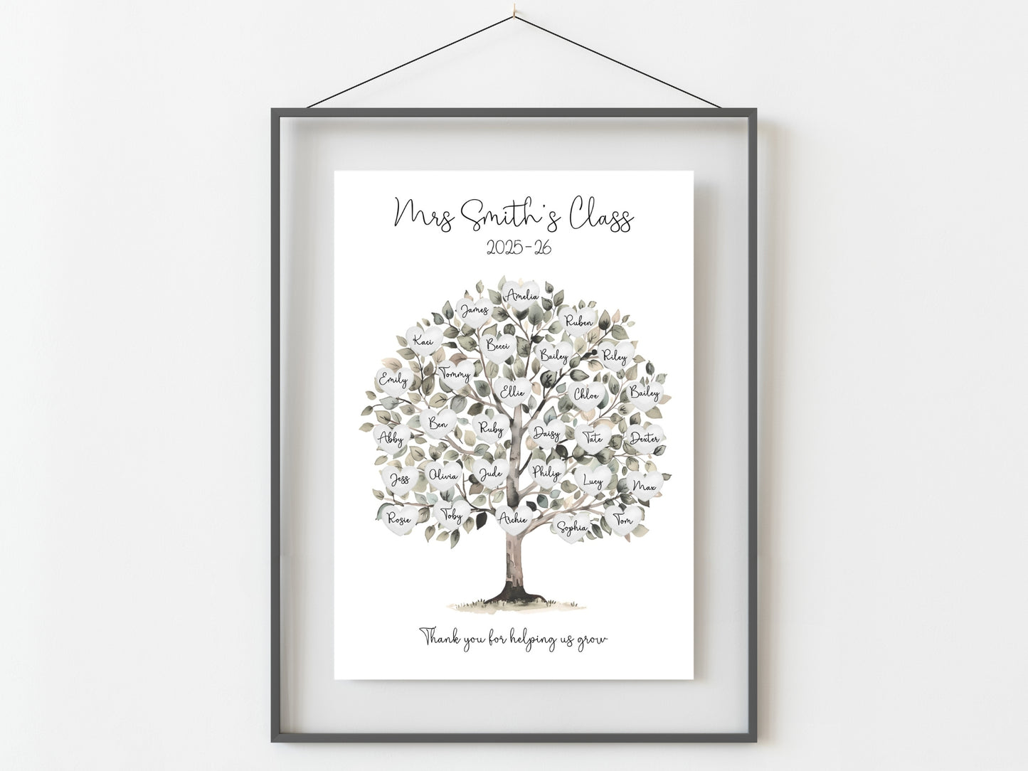 Personalised Teacher Class Tree Print with Student Names