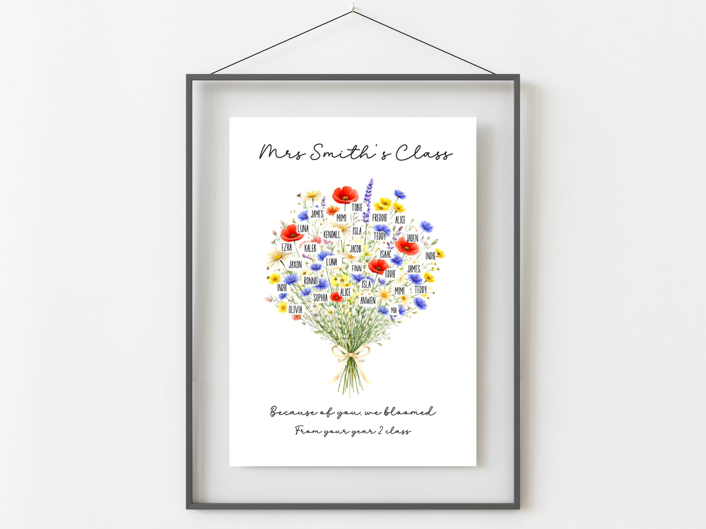 Personalised Teacher Flower Bouquet Print with Student Names