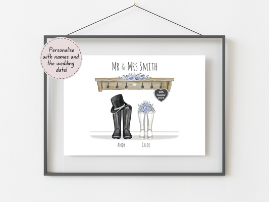 Personalised Wedding Gift | Custom Couple Names & Wedding Date | Blue