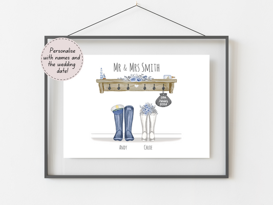 Personalised Nautical Wedding Gift | Custom Couple Names & Wedding Date