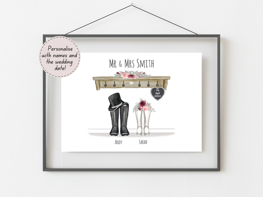 Personalised Wedding Gift | Custom Couple Names & Wedding Date | Pink