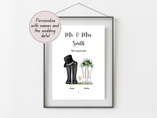 Personalised Wedding Gift | Custom Couple Names & Wedding Date | Portrait