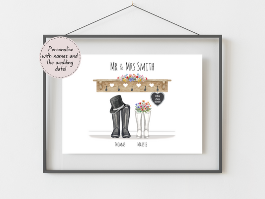 Personalised Wedding Gift | Custom Couple Names & Wedding Date | Wildflower