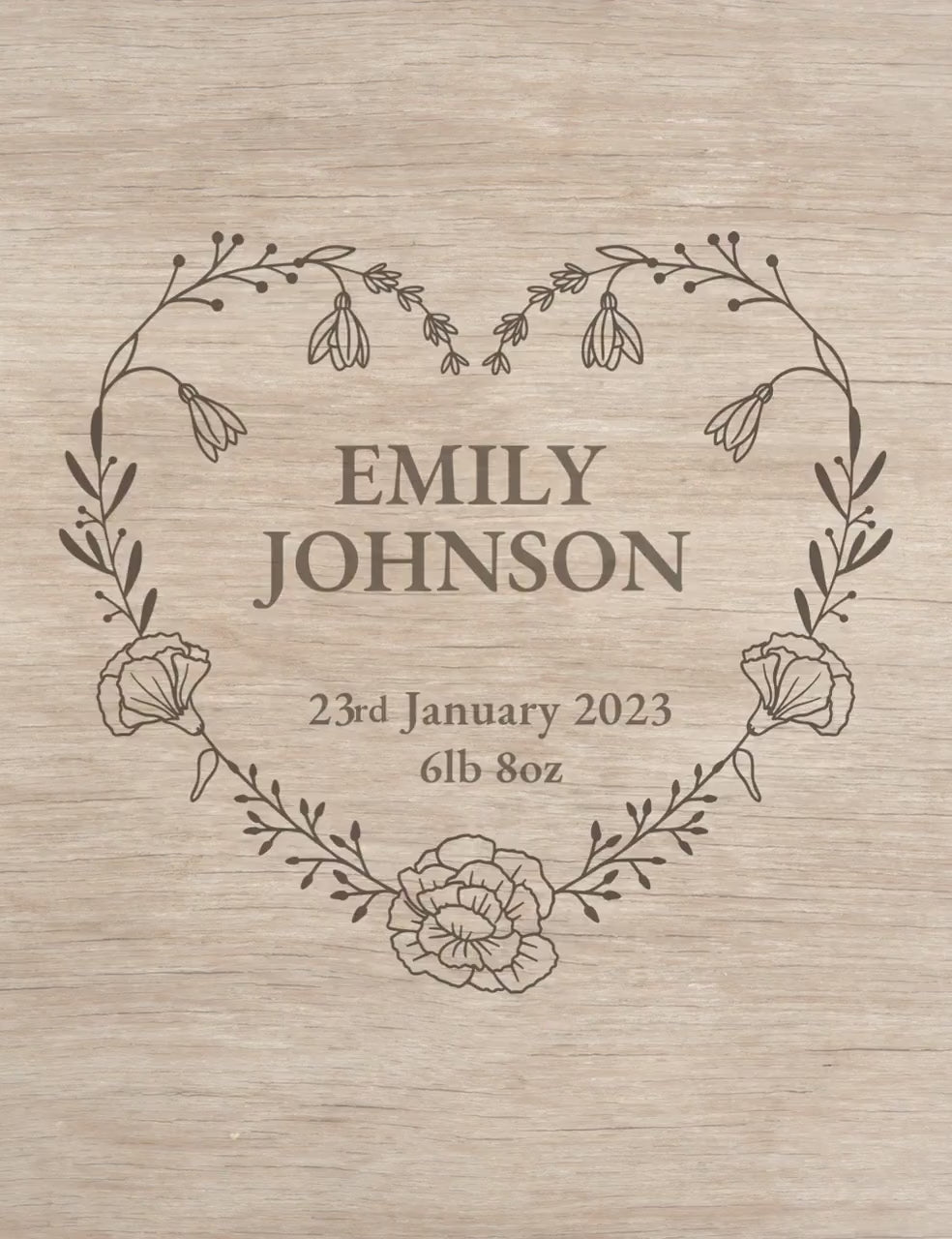 Personalised Baby Memory Box, Engraved Wooden Birth Flower Keepsake Box, Newborn Memory Box, New Baby Gift, Baby Keepsake Box
