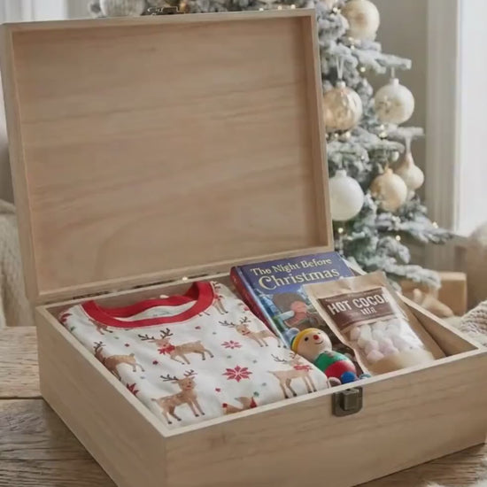 Personalised Christmas Eve Box | Knitted Christmas Trees Design
