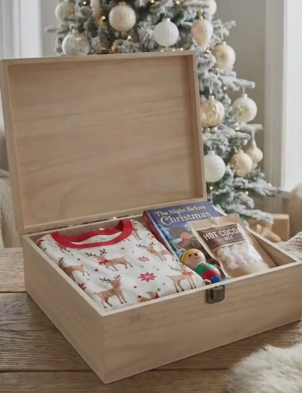 Personalised Christmas Eve Box | Knitted Christmas Trees Design